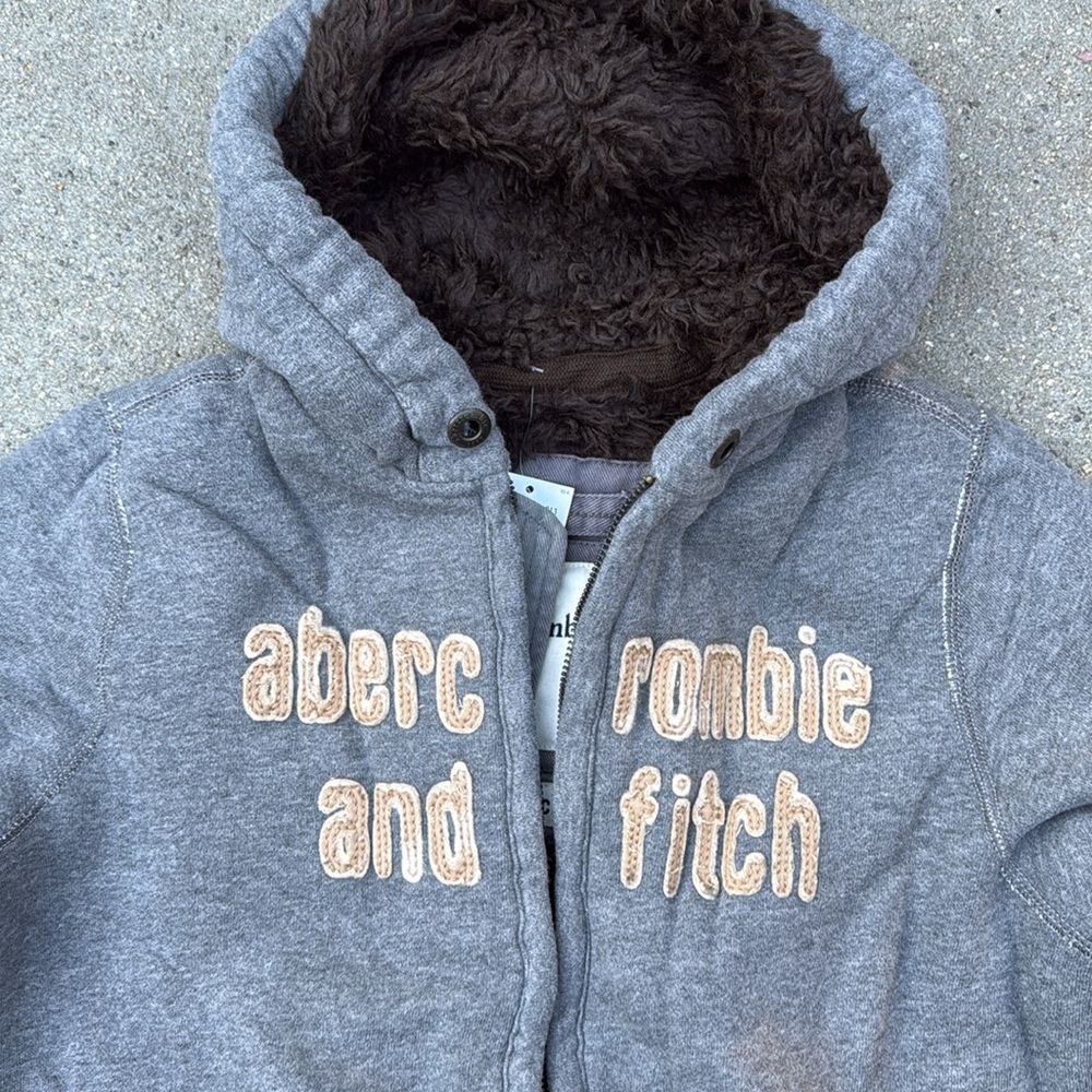 NEW ABERCROMBIE WOLF JAW FAUX FUR JACKET WINTER BOY APPLIQUÉ MEN COAT WARM BAG X - Picture 3 of 9